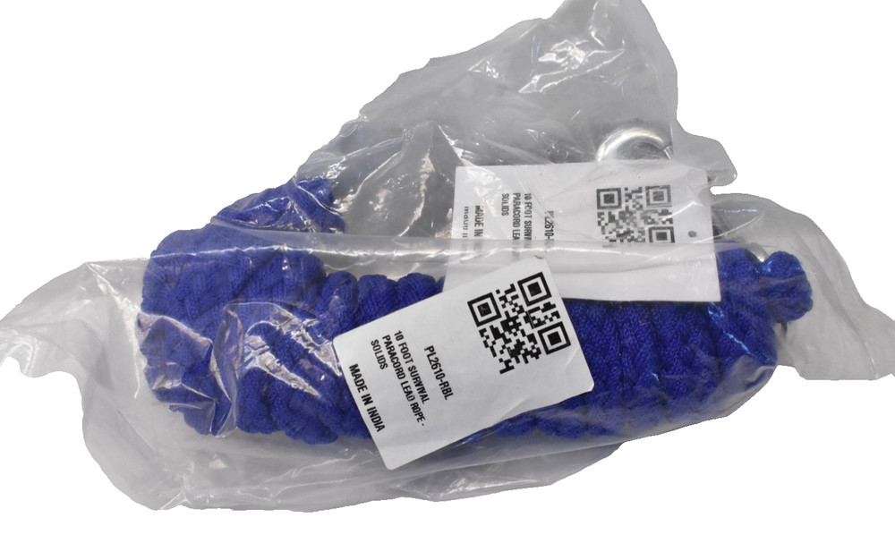 Rugged Ride 10′ Survival Paracord Lead Rope Blue Heavy Duty Solid PL2610-RBL