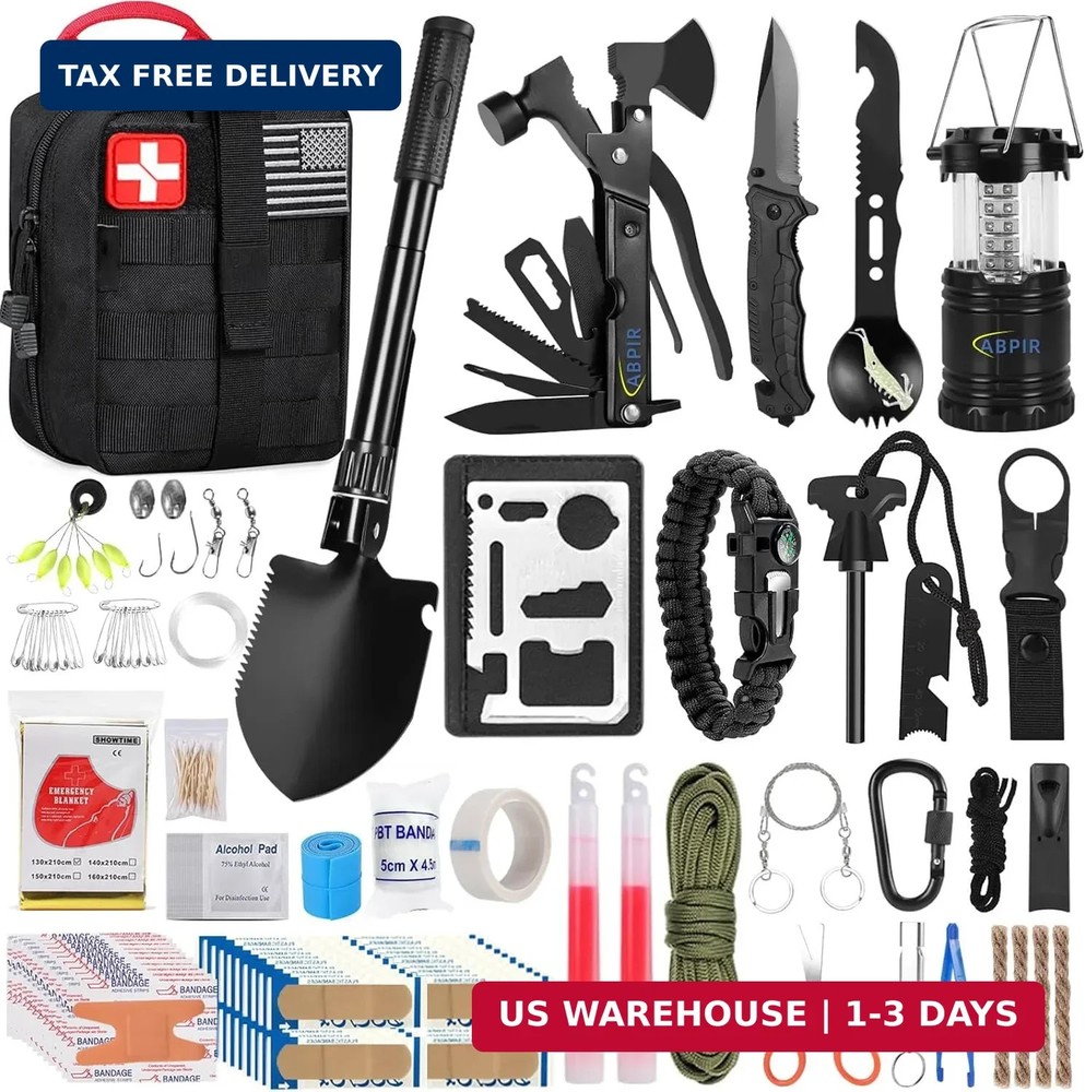 ABPIR 170 PCS Survival Kits, Survival First Aid Kit with Essential Survival Gear