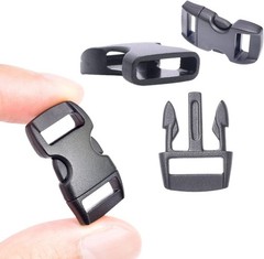 100 Pack 3/8 Inch Curved Contoured Paracord Bracelet Clips Plastic Quick Side