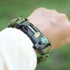 No Flint Survival Paracord Bracelet Tactical Whistle Emergency Rescue Wristband