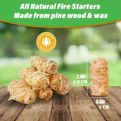 60pcs Natural Fire Starter Wax Wood Sticks – Fireplace, BBQ, Stove & Chimney Use