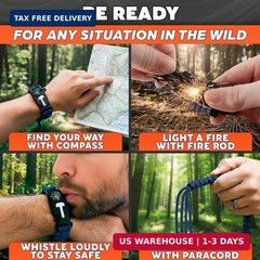 Paracord Bracelets for Men and Women – Adjustable Survival Paracord Bracelet wit