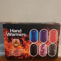 2-Pack Electric Hand Warmers USB Rechargeable Adjustable Heat Gray/White
