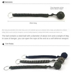 Outdoor Paracord Survival Keychain Steel Ball Self Defense Tool EmergencyLanyarD