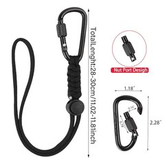 2pcs Paracord Keychain Lanyard with Aluminum Alloy Clip, Small Black + Red