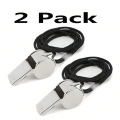 2-Pack Metal Referee Whistles w/ Lanyards Loud Coach Football Soccer Emergency