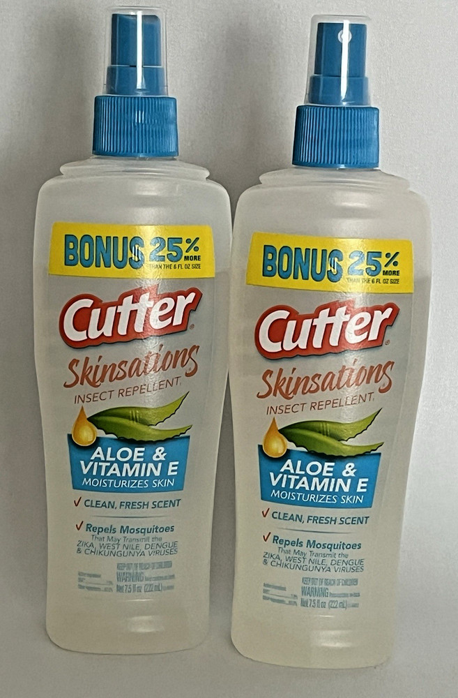 Cutter Skinsations 2-Pk Mosquito Insect Repellent Pump Spray 7.5 oz Each Aloe ..