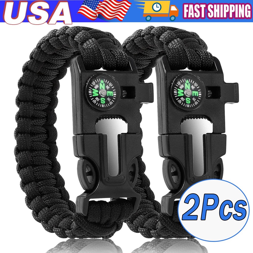 Compass Bracelet With Flint Seven Core Paracord Bracelet Inginiter Outdoor Tool