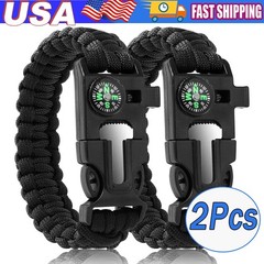 Compass Bracelet With Flint Seven Core Paracord Bracelet Inginiter Outdoor Tool