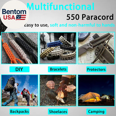 Reflective Paracord Rope 100FT, 7 Strand Nylon Para Cord Lanyard Utility 550 Par