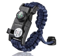 Paracord Survival Bracelet 20in1 Gear Kit Multi-Tool SOS Fire Starter..Navy Blue