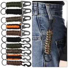Outdoor Keychain Ring Camping Carabiner Military Paracord Cord Rope Camping