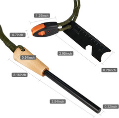 Fire Starter Survival Tool, 5/16″ Ferro Rod with Paracord Lanyard, Multi-Tool St