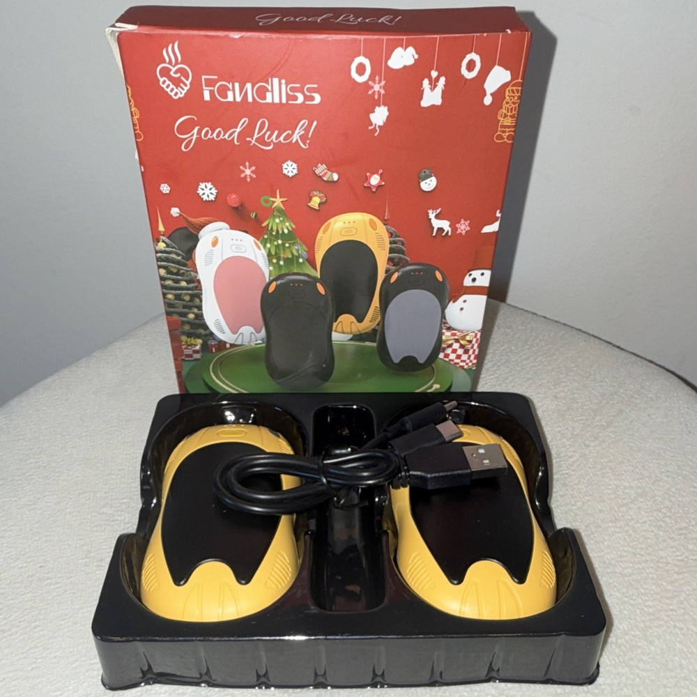 Fandliss HW03 Rechargeable Electric Hand Warmers 2-Pack Black/Yellow Camping