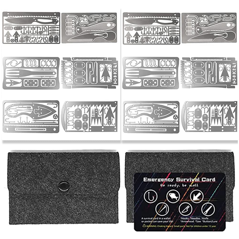 PSKOOK 12 Pcs Survival Multitool Card Emergency Camping Tool EDC Kit in Your …