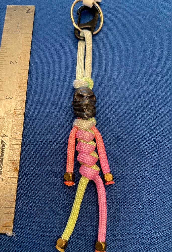 Paracord keychain. bagpurse, backpack, jacket zipper pull. Aviator Desert skull