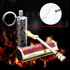 Permanent Match Lighter, Flint Fire Starter Keychain Metal Matchstick Fire Start