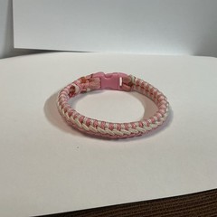 Pink/White Paracord Bracelet Nylon Survival Plastic Buckle 275 lb Cord