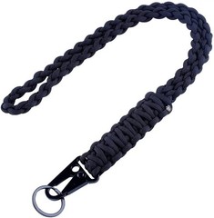 Black 550lb Paracord Keychain Lanyard w/ HK Clip & Key Ring, 19.68in