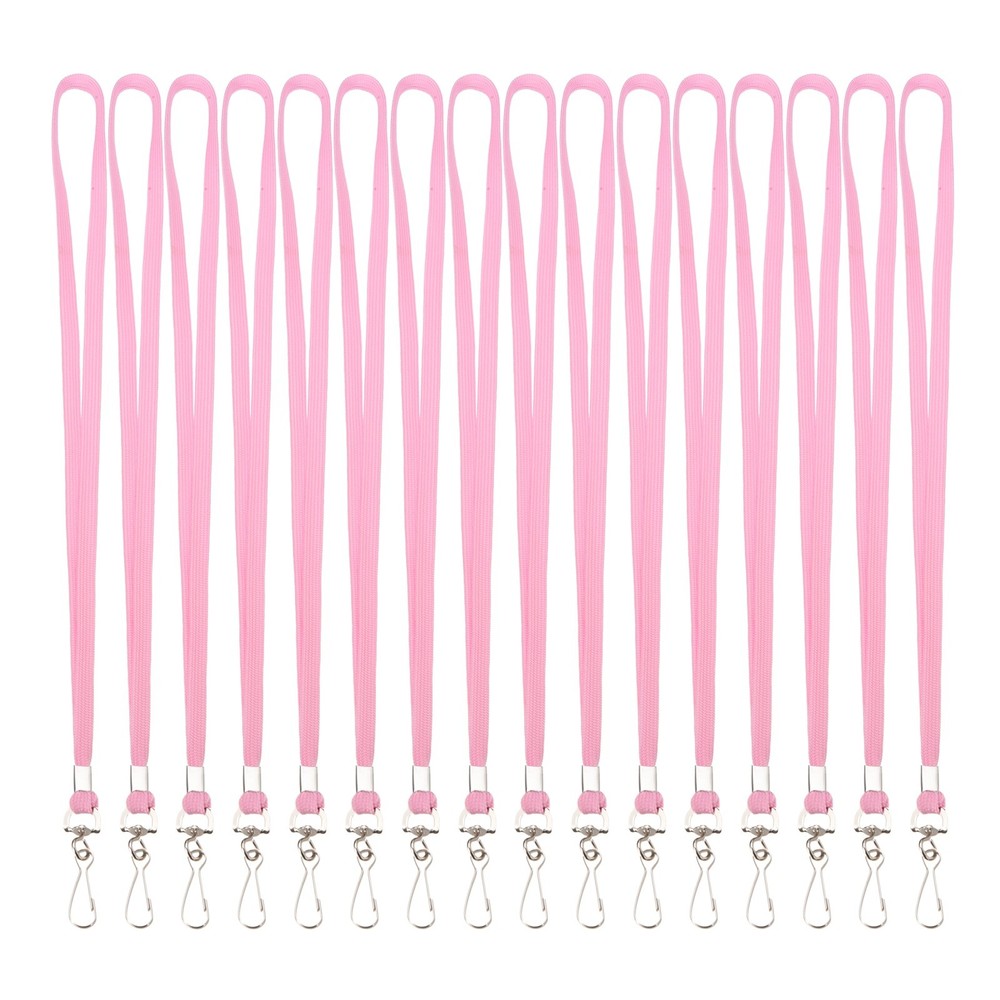100Pcs 17.3″ Nylon Flat Lanyard with Clasp for Keys, Pink