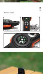MULTI-FUNCTION WHISTLE/COMPASS/THERMOMETER/LIGHT/MAGNIFIER/MIRROR/STORAGE TOOL!