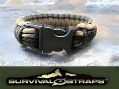 Survival Straps 550 Military Spec Paracord Bracelet Green/Tan 7.5″ Camping New