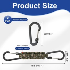 Paracord Keychain Paracord Lanyard Key Chain – (2 Pack, Camo Green)