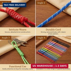 Paracord Keychain Paracord Bag Charm 12pcs Braided Nylon Rope Keychain Cord for