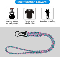 Heavy Duty Paracord Lanyard Keychain, Paracord Necklace Cell Phone Keychain Whis