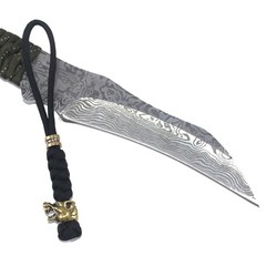 Paracord Knife Lanyard with Brass Wolf-Head Bead Paracord Lanyard for Knife EDC