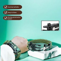 5 in 1 Survival Bracelet-Fire Starter,Loud Whistle,Compass,Paracord Rope & Cu…