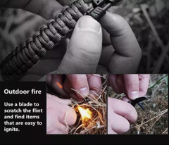 Tactical Paracord Bracelets with Knife/Flint Rod/Compass/Whistle (2-Pack) *USA*
