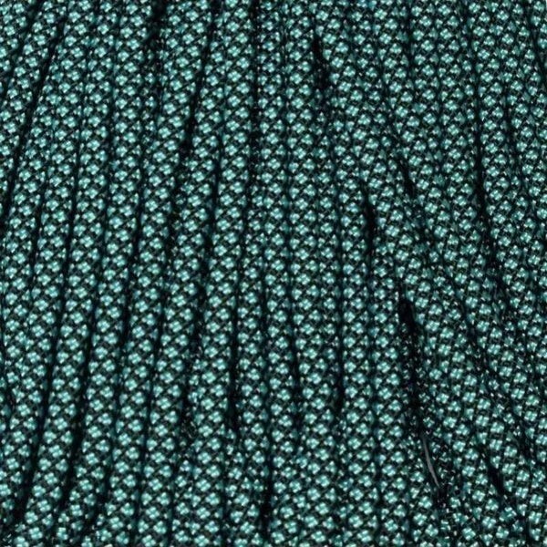 550 Paracord Black with Turquoise Diamonds 100 FT USA MADE same day shipping