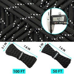 VVAAGG Reflective Paracord Rope 100FT 7 Strand Nylon para Cord Lanyard Utility