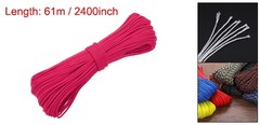 550lb Paracord Rope 200ft, 4mm Tent Rope 7-Strand Core Camping Cord Pink