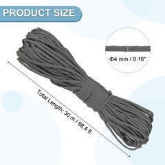 Reflective Fluorescent Paracord Rope 4mm 98 ft for Camping (Gray)