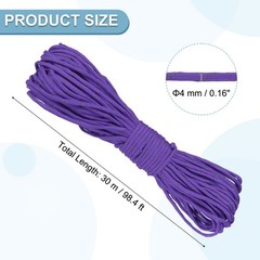 Reflective Fluorescent Paracord Rope 4mm 98 ft for Camping (Purple)