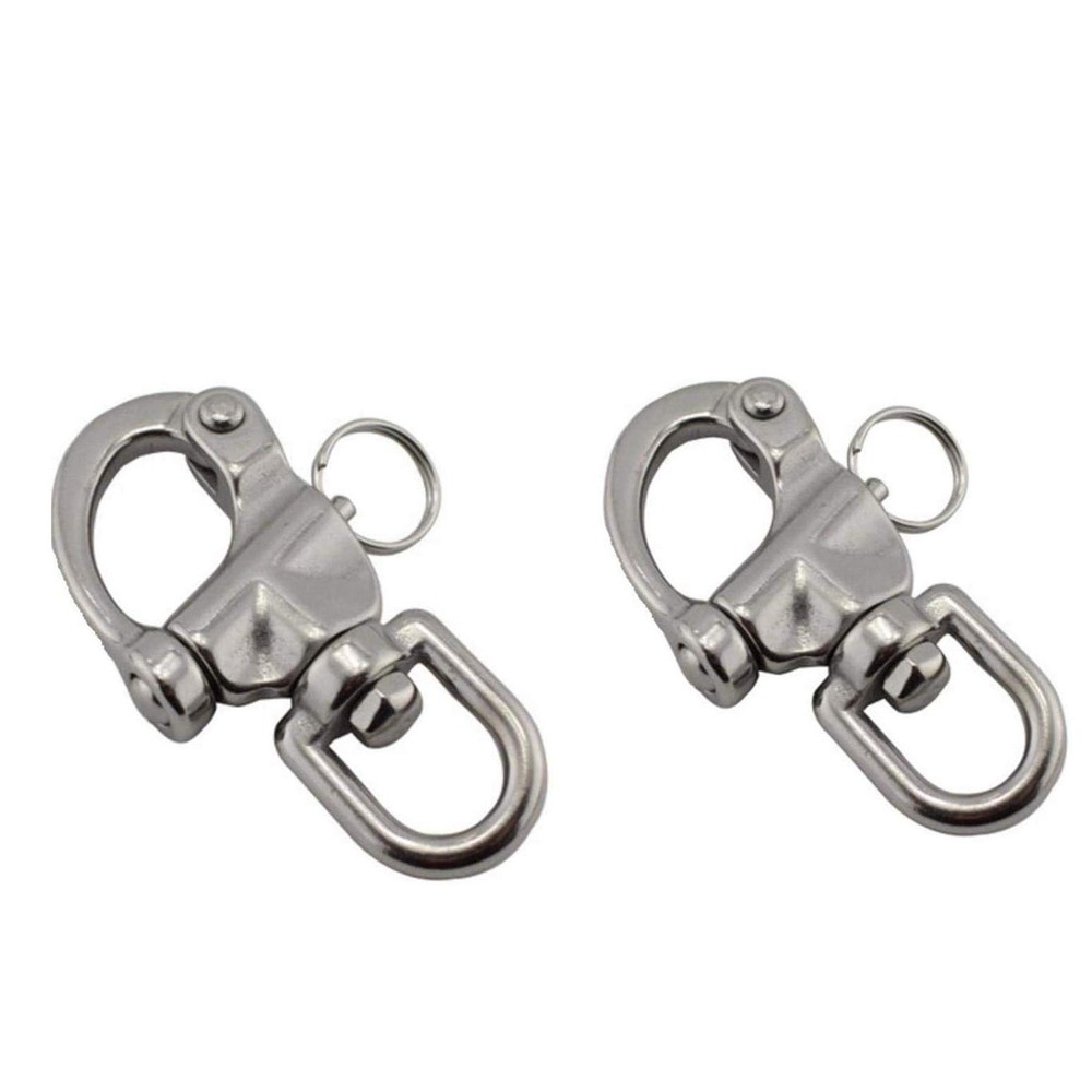 2 PCS Stainless Steel Swivel Eye Snap Shackle Quick Release Marine Rigging