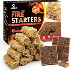 MEKER Fire Starters 64 Pcs Natural Fire Starters for Fireplace Campfires FirePit