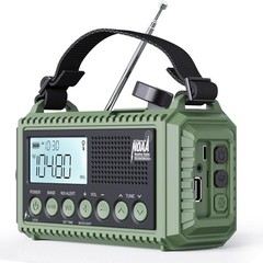 12000mAh Emergency Radio – AUTO NOAA 12000mAh – ArmyGreen with LCD Display