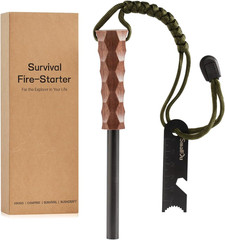 Ferro Rod Fire Starter, Survival Flint and Steel Fire Starter Kit for Hiking, Bu