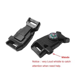 10pcs Pack Black 5/8″ Compass Flint Scraper Fire Starter Whistle Buckle Plast…