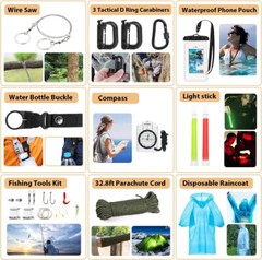 Camo Black Gray,Outdoor Survival Kit,Travel Gear First Aid with Molle System Bag