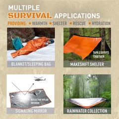 Monterra Emergency Sleeping Bag, Survival Bivvy, 2 Pack, Hiking Orange