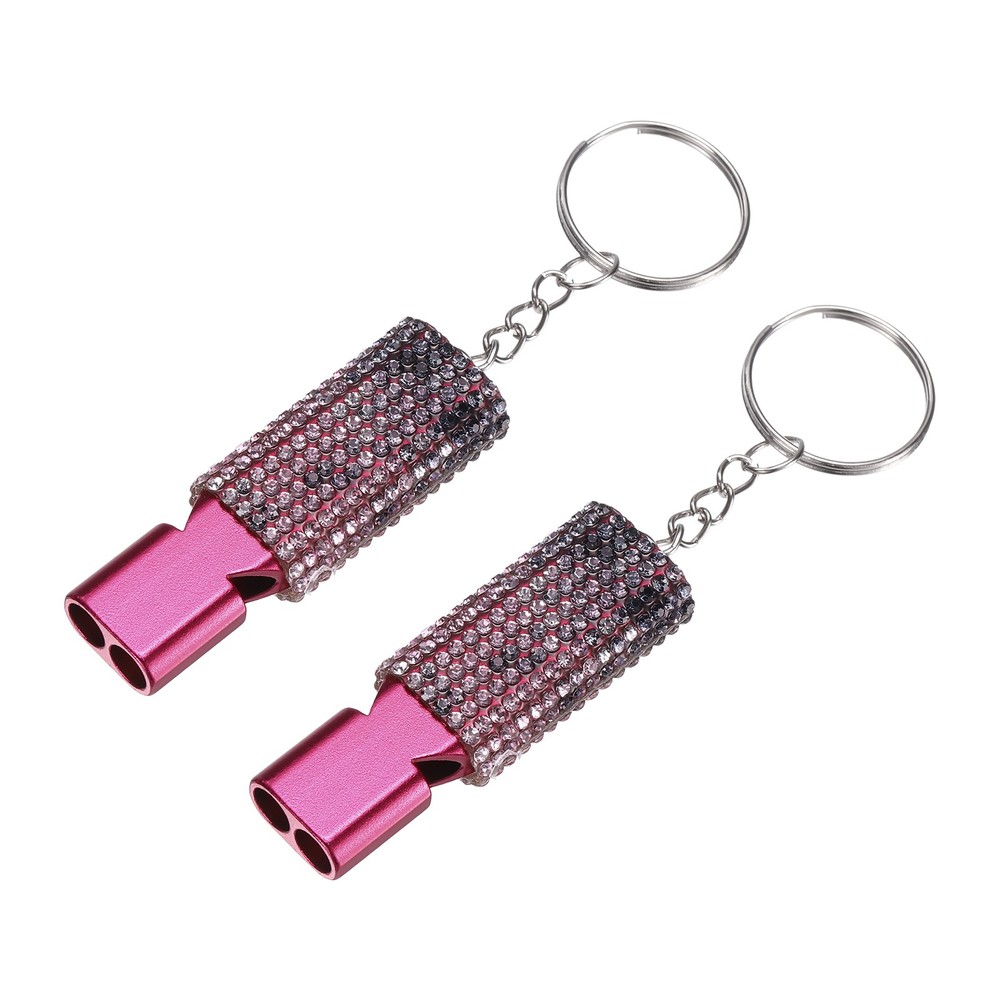 Bling Whistle, 2 Pcs&White Black Rhinestone/ Rose Red Whistle