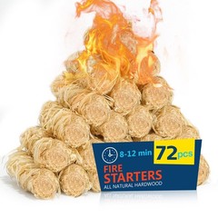 Fire Starter 72Pcs Extra Long 12min Natural Fire Starters for Grill, Firepla…