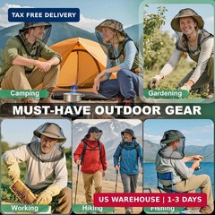 2 Pack Mosquito Head Nets Bug Face Mesh for Hiking Camping Fishing Hat