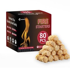 80 Pcs Fire Starters for Campfire, BBQ, Grill, Fire Pit, Easy Quick Light Fuel