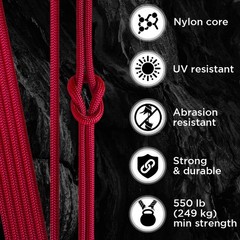 Teceum Paracord Type Iii 550 Crimson 100 Ft 4Mm Tactical Rope Mil-Spec Outdoor