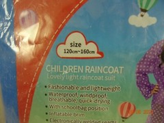 Raincoat Hooded Drawstring 2 pack OSFM Youth size 120cm-160cm Blue & Pink NEW